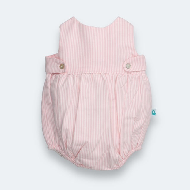 Baby romper - Pink stripe. Front view