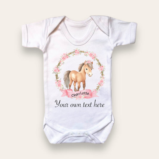 Body suit white with pony print - Personalise me